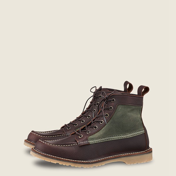 Red Wing Heritage Boots Dark Brown - Red Wing Mens Weekender Canvas Moc - 6-inch Oil-slick Leather -
